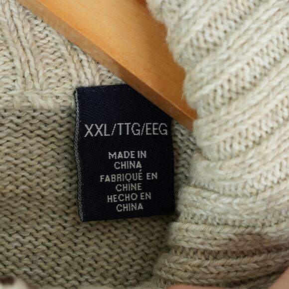 Chaps by Ralph Lauren Sweater Mens XXL Cream Jumper Chunky Knit Cotton Patches - Picture 5 of 9